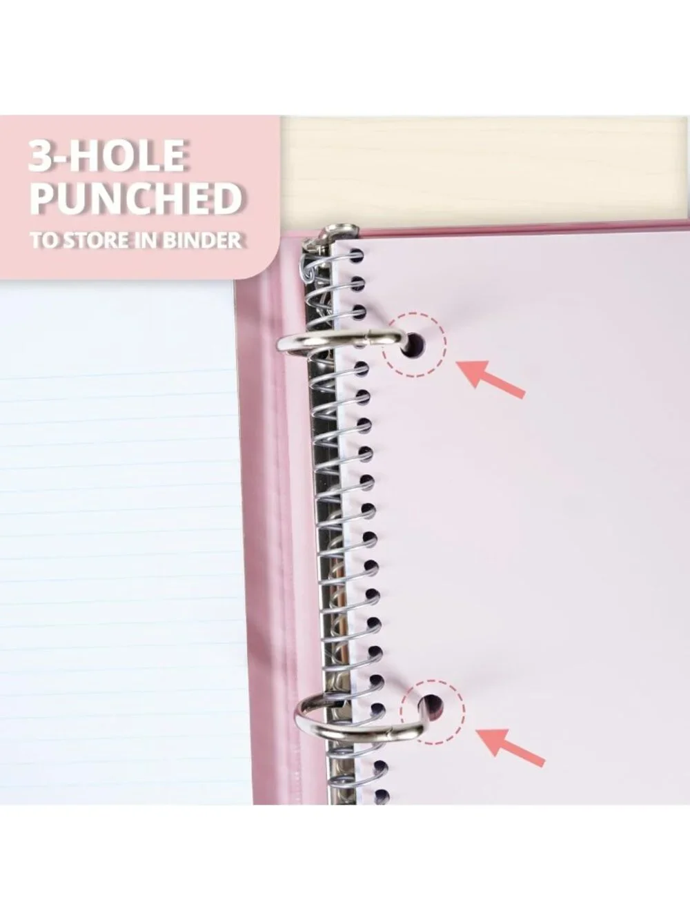 Pink 3-Pack College Ruled Spiral Notebooks - 300 Pages, Perfect for School